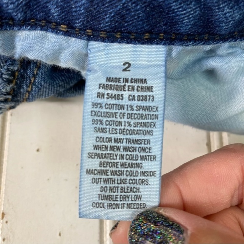 American Eagle Shorts Women's‎ 2 Jean Denim Embroidered Flowers - Picture 6 of 15